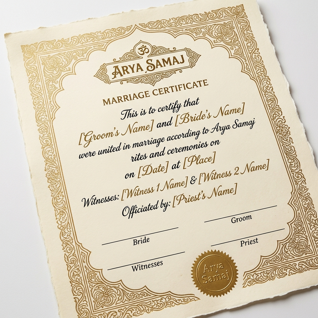 Arya Samaj Marriage Certificate Sample
